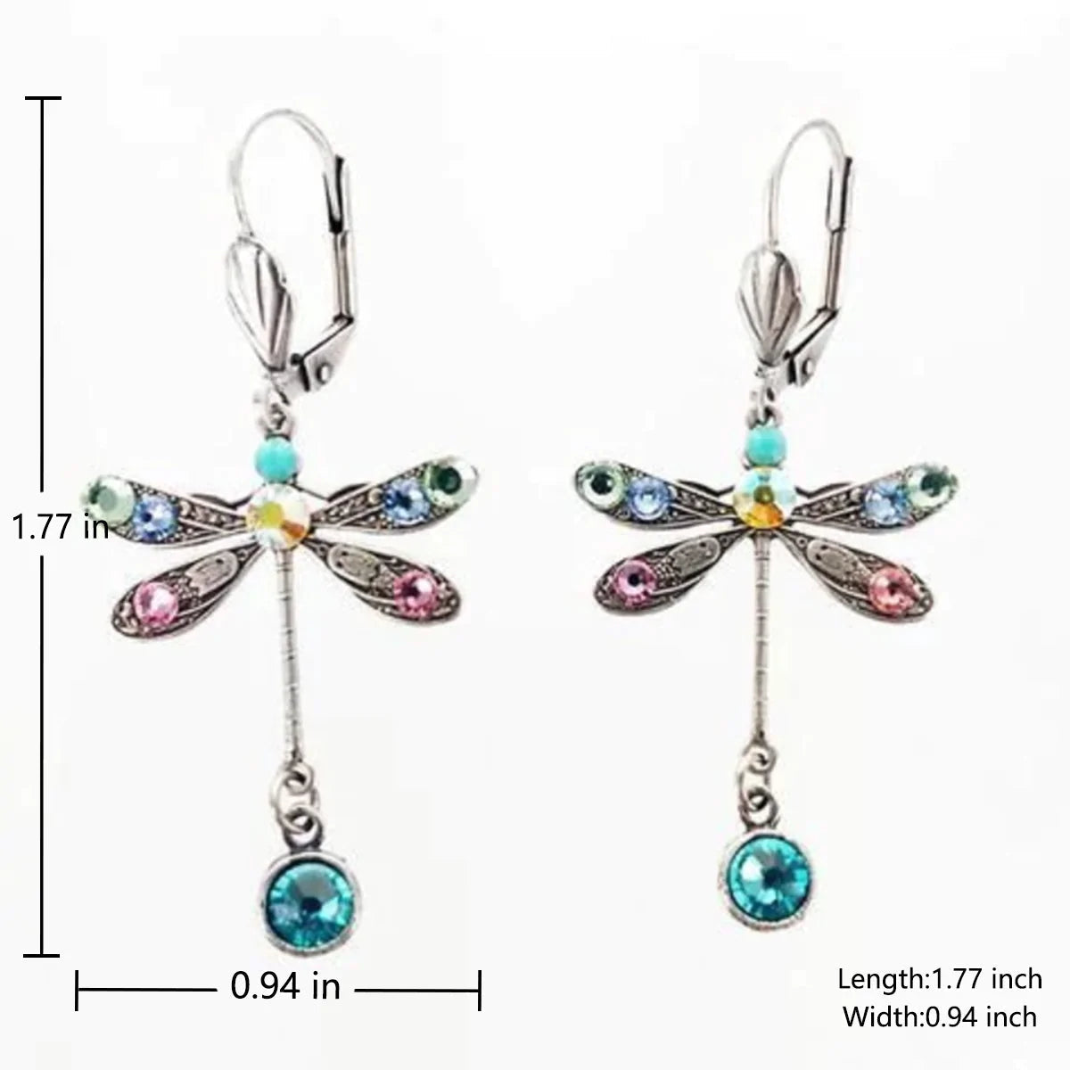 Elegant Earrings in the Shape of a Carved Dragonfly