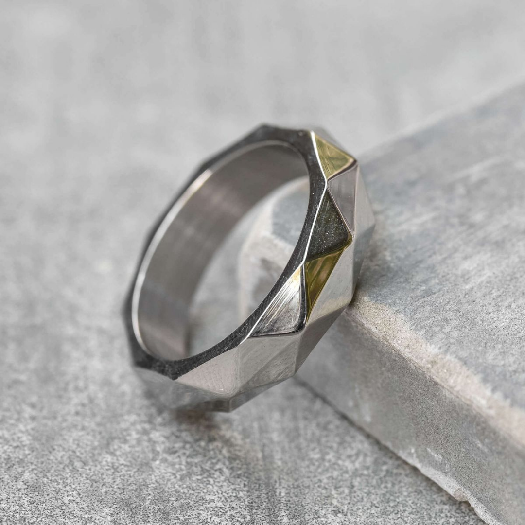 Minimalist Facet Steel Ring