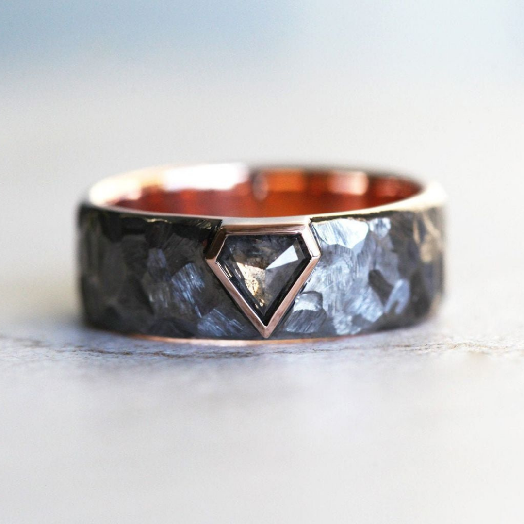 Hammered Steel Ember Band