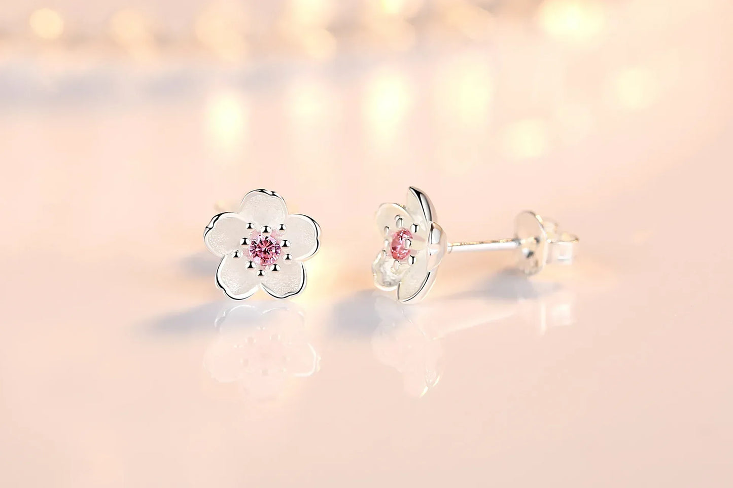 Zirconia Flower Stud Earrings