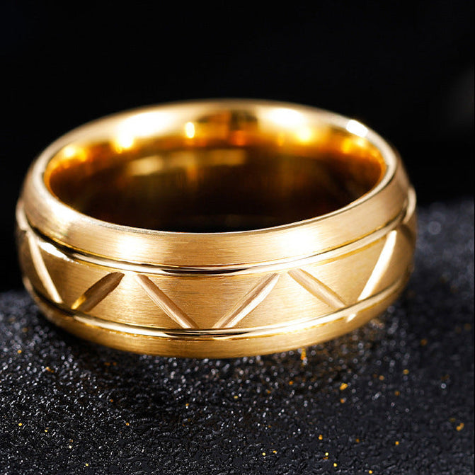 Royal Carved Gold Band Ring