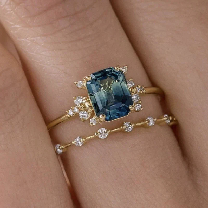 Crystal Blue Shine Ring Set (2 Rings)