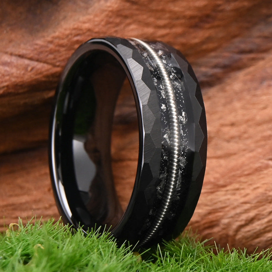 Obsidian Steel Vein Ring