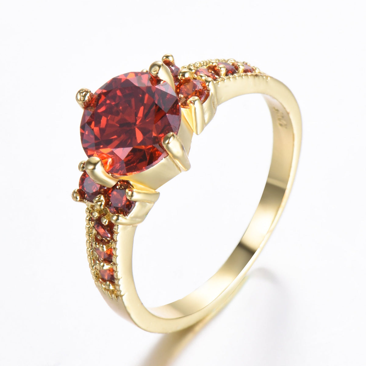 Gold Ruby Halo Ring