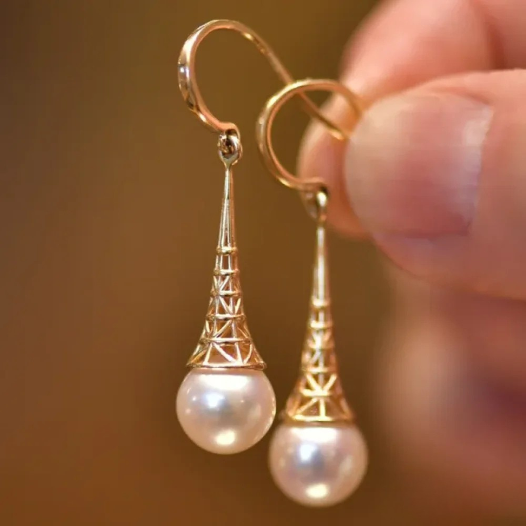 Timeless Golden Pearl Earrings