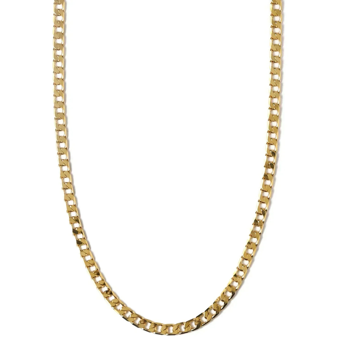 Curb Chain Necklace with Flat Links | White Gold