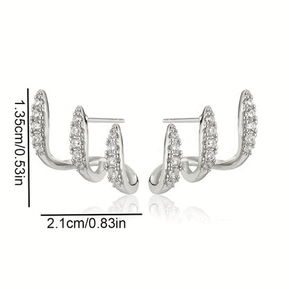 Elegant Rhinestone Three-Claw Earrings