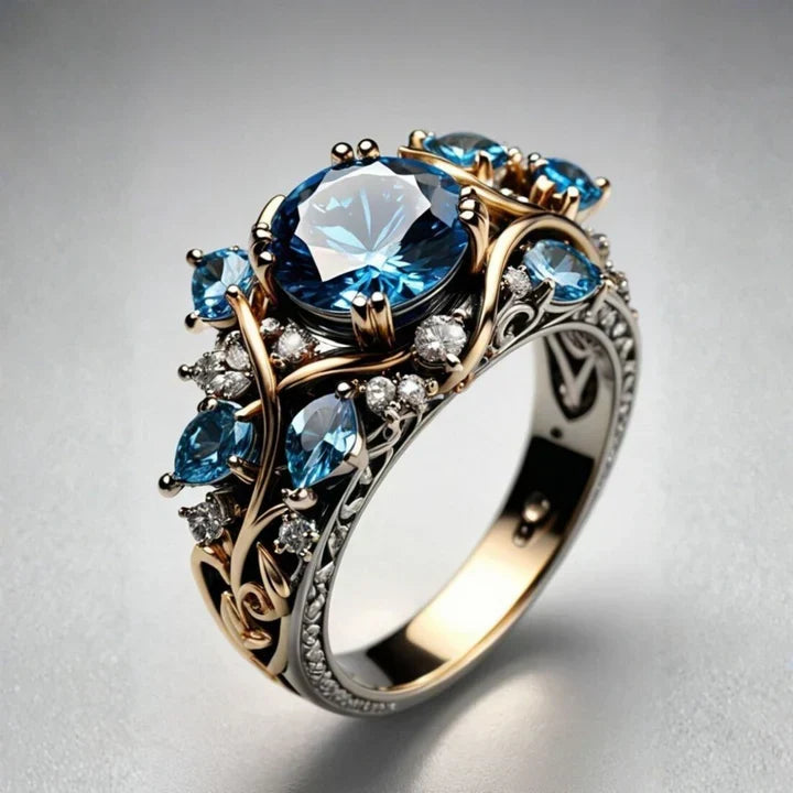 Exotic Blue Crystal Ring
