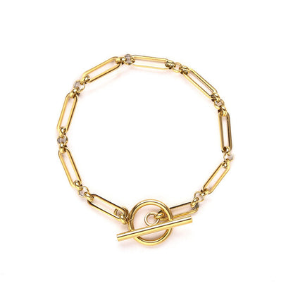 Link Bracelet with T-Bar Clasp | Gold