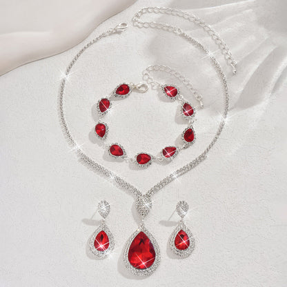 Ruby Teardrop Jewelry Set | Silver