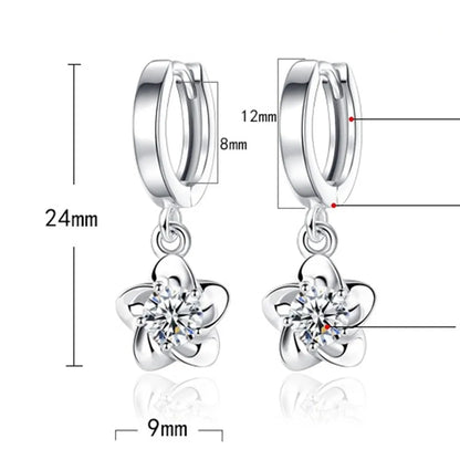 Sterling Silver Earrings with Purple and White Zirconia