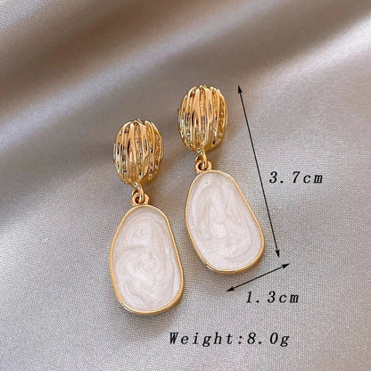 Vintage Enamel Oval Drop Earrings