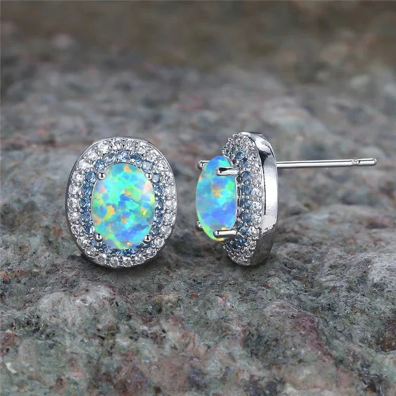 Antique Round Turquoise Stone Stud Earrings