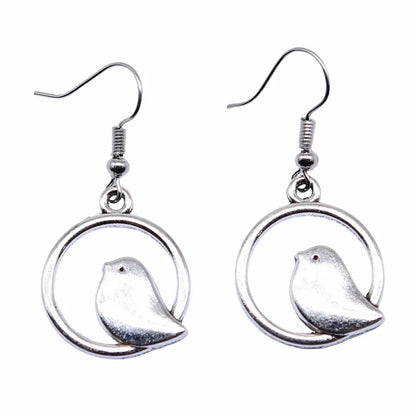 Vintage Bird Charm Drop Earrings – Handmade Boho Jewelry