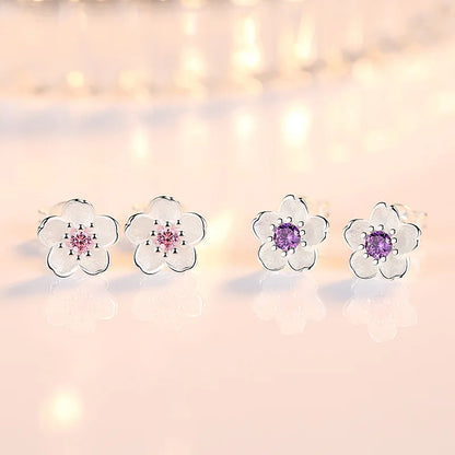 Zirconia Flower Stud Earrings