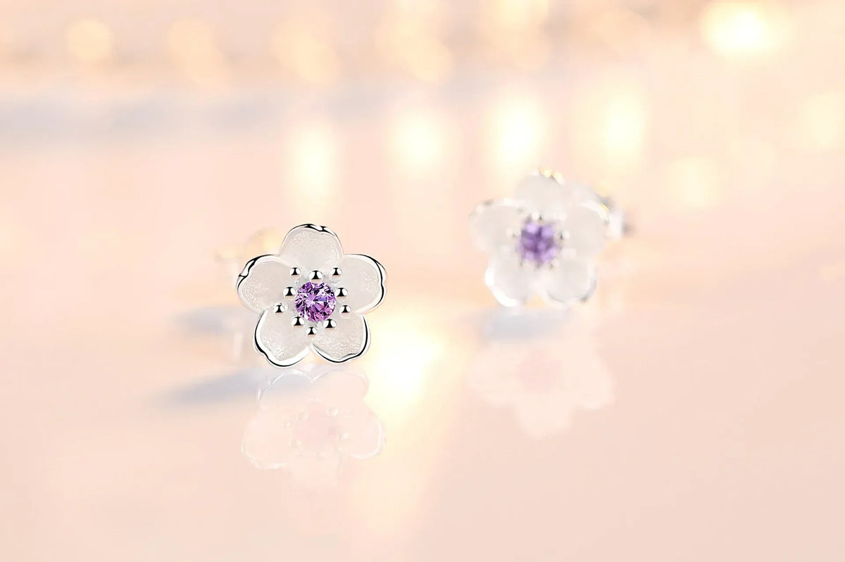 Zirconia Flower Stud Earrings