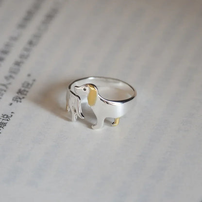925 Sterling Silver Dachshund Ring – Adjustable Fit
