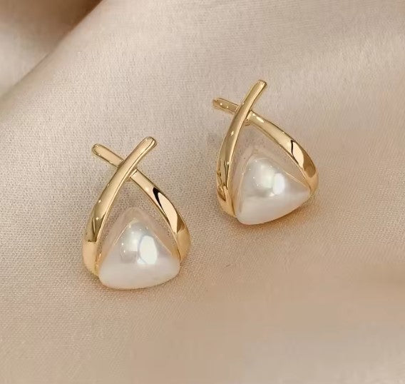 Vintage Cross Triangle Bead Drop Earrings