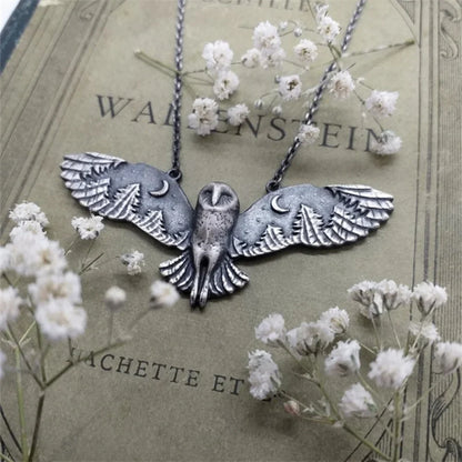 Vintage Owl Moon Necklace