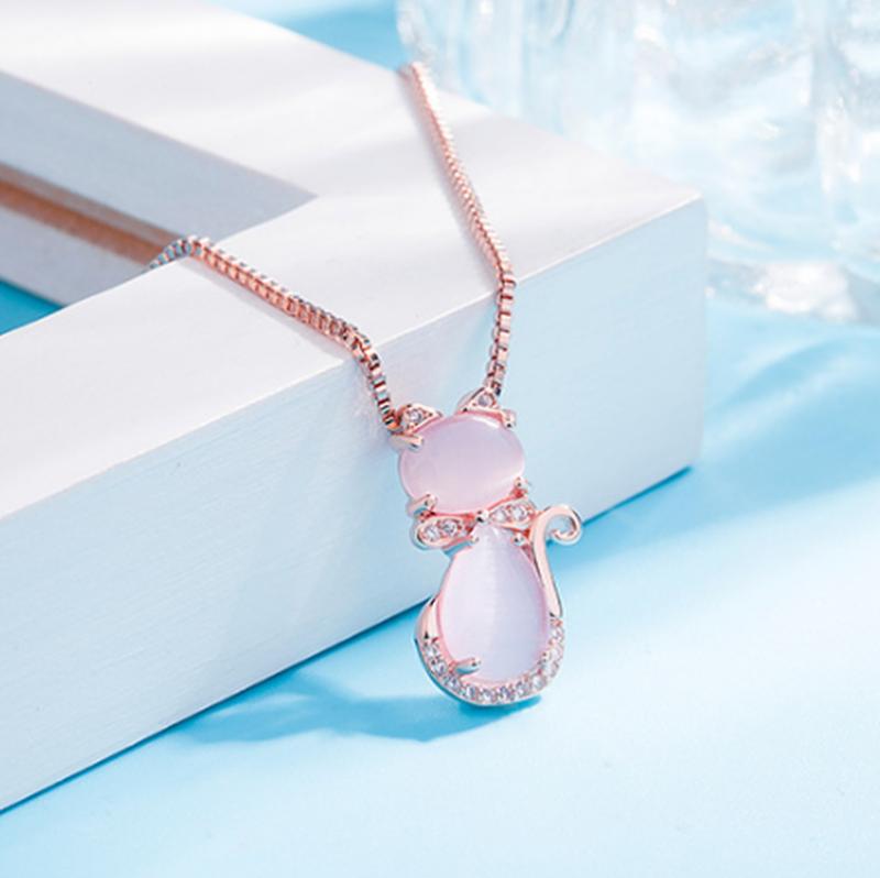 Lovely Pink Cat Necklace